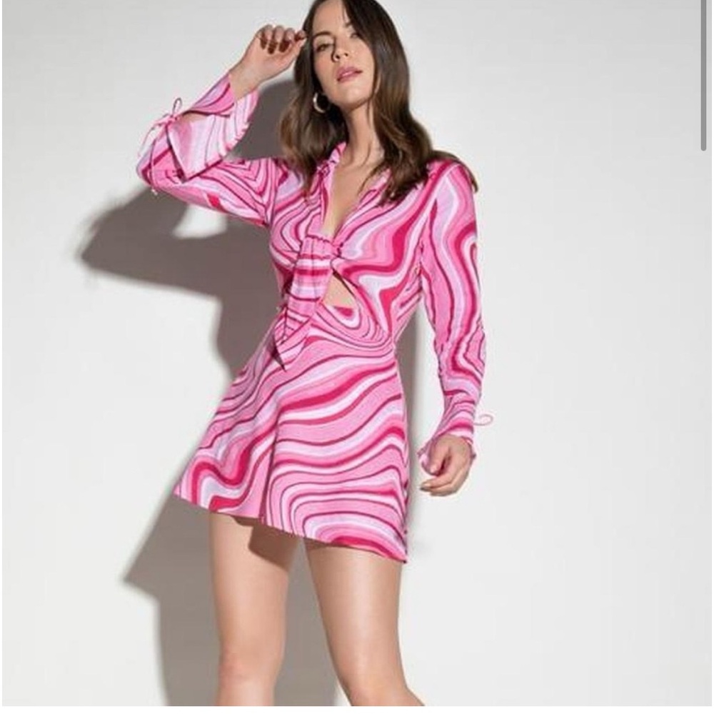 NWT Linen Pink Swirl Dress Zara